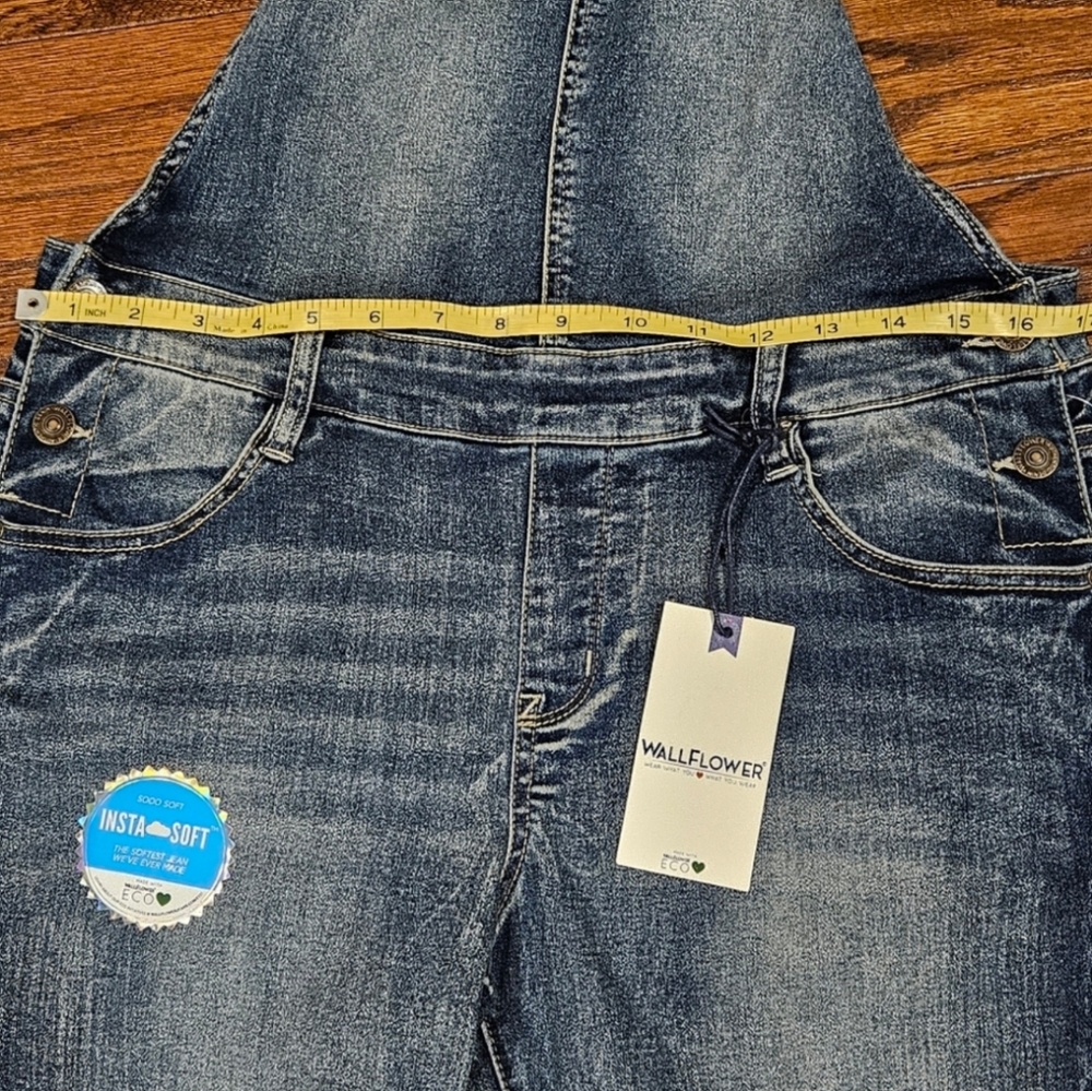 NWT WALLFLOWER Junior's Denim Overalls - Size Large - Picture 10 of 11